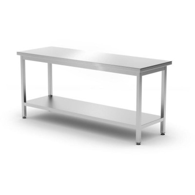 Centrální pracovní stůl s polici, šroubovaný, hloubka 600 mm, HENDI, Kitchen Line, 1800x600x(H)850mm