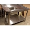 nerez stůl s dřezem 1200x750 mm k průchozí myčce pravý - skladem