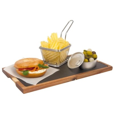 Deska servírovací dřevo a břidlice 325x175