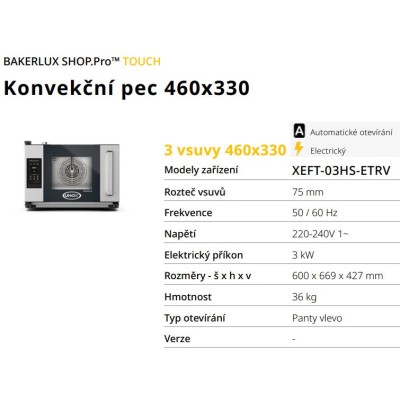 trouby Unox XEFT Stefania na 3 plechy 460x330 mm -BakerLux
