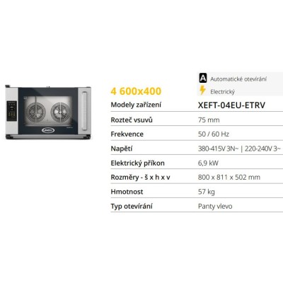 trouby Unox XEFT Stefania na 3 plechy 460x330 mm -BakerLux
