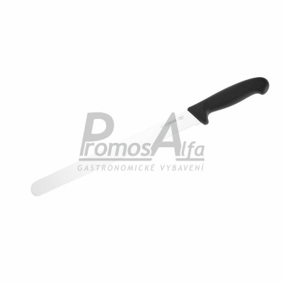 Nůž krájecí uzenářský 310 mm, zvlněný - černý