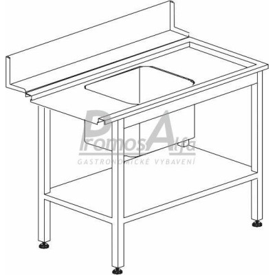 Stůl vstupní s dřezem s policí 1200 x 730 x 850 mm