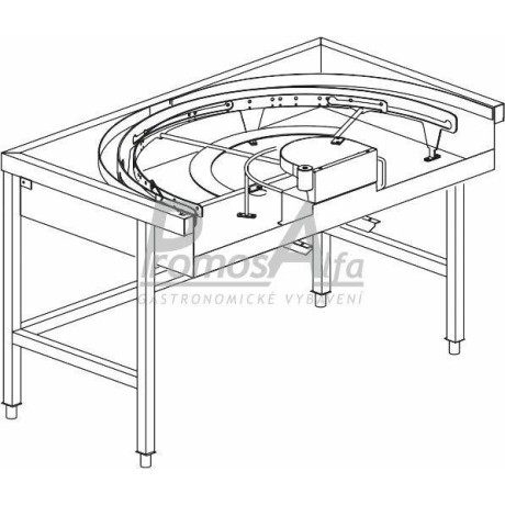 Stůl rohový 180° mechanizovaný 850 x 1500 x 850 mm