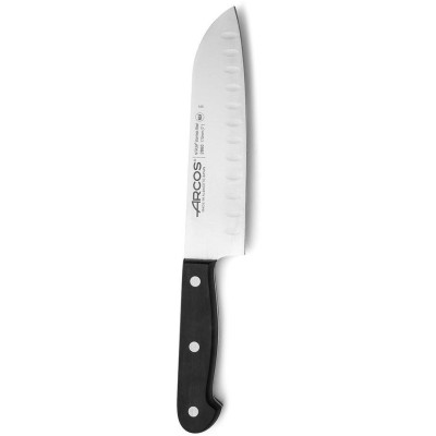 Nůž Santoku s ostřím Granton, řada UNIVERSAL, Arcos, Černá, (L)290mm
