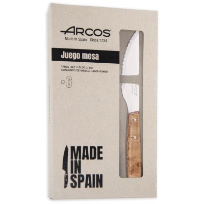 Steakový nůž - sada 6 ks, série FOREST, Arcos, Světlé dřevo, 6 ks, (L)220mm