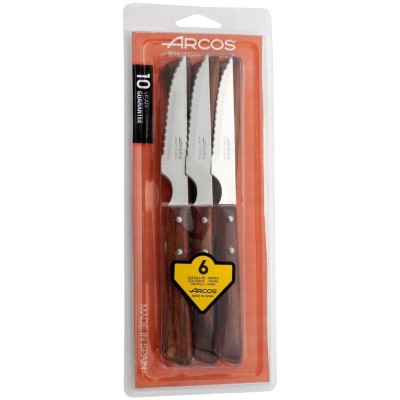 Steakový nůž - sada 6 ks, série FOREST, Arcos, Dřevo, 6 ks, (L)220mm