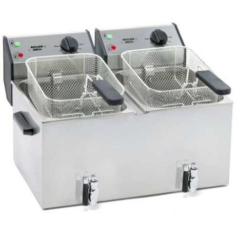 FRITÉZA STOLNÍ ELEKTRICKÁ FD 80 DR - objem 2 x 8 l - S VÝPUSTNÝM VENTILEM