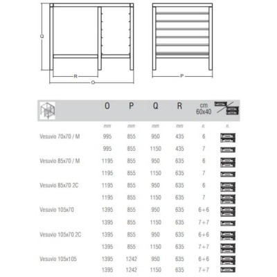 PODSTAVEC HLINÍKOVÝ PRO PEC - SE ZÁSUVY NA PIZZA TÁCY PRO VESUVIO 105 x 70