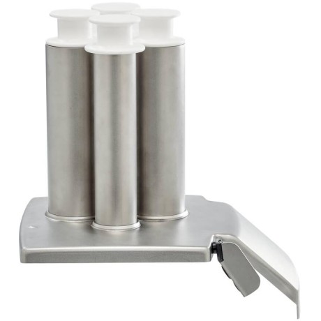 HLAVA SE 4 ROVNÝMI NÁSYPNÝMI TUBUSY / 2x O 50mm a 2x O 70mm - NEREZOVÁ OCEL