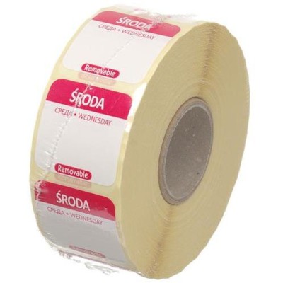 Štítky pro označení bezpečnosti potravin s označením dne – pro opakované použití, HENDI, 1000 ks v roli, 1000 ks, 25x25mm