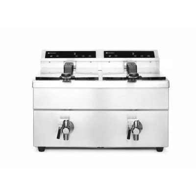 Indukční fritéza s výpustí - 2 x 8 l, HENDI, Profi Line, 16L, 230V/7000W, 577x609x(H)410mm