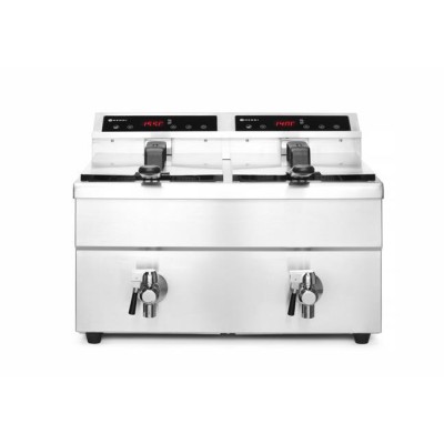 Indukční fritéza s výpustí - 2 x 8 l, HENDI, Profi Line, 16L, 230V/7000W, 577x609x(H)410mm