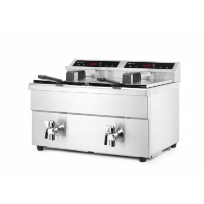 Indukční fritéza s výpustí - 2 x 8 l, HENDI, Profi Line, 16L, 230V/7000W, 577x609x(H)410mm