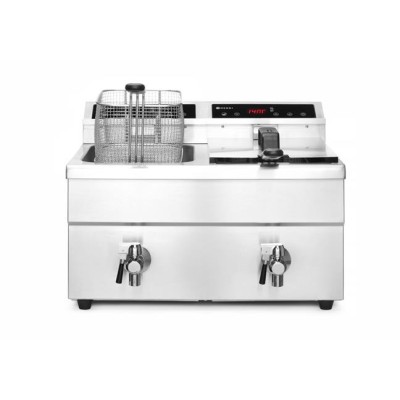 Indukční fritéza s výpustí - 2 x 8 l, HENDI, Profi Line, 16L, 230V/7000W, 577x609x(H)410mm