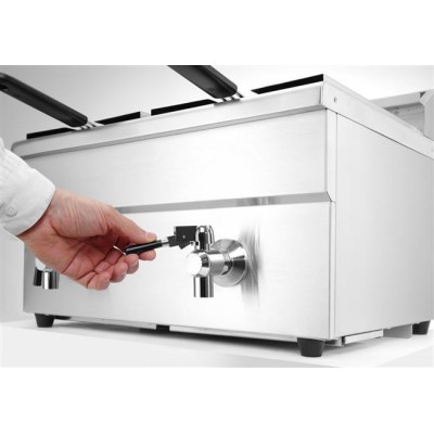 Indukční fritéza s výpustí - 2 x 8 l, HENDI, Profi Line, 16L, 230V/7000W, 577x609x(H)410mm