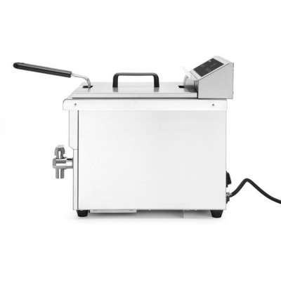 Fritéza indukční s výpustí, obj. 8 l, HENDI, 8L, Světle šedá, 230V/3500W, 288x619x(H)408mm