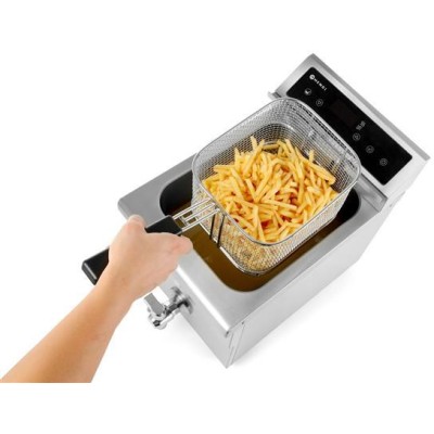 Fritéza indukční s výpustí, obj. 8 l, HENDI, 8L, Světle šedá, 230V/3500W, 288x619x(H)408mm