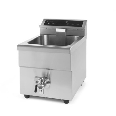 Fritéza indukční s výpustí, obj. 8 l, HENDI, 8L, Světle šedá, 230V/3500W, 288x619x(H)408mm