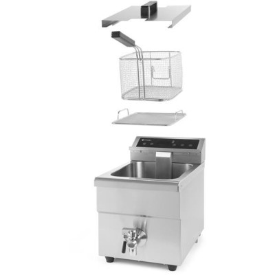Fritéza indukční s výpustí, obj. 8 l, HENDI, 8L, Světle šedá, 230V/3500W, 288x619x(H)408mm
