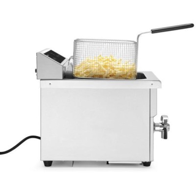 Fritéza indukční s výpustí, obj. 8 l, HENDI, 8L, Světle šedá, 230V/3500W, 288x619x(H)408mm