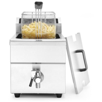 Fritéza indukční s výpustí, obj. 8 l, HENDI, 8L, Světle šedá, 230V/3500W, 288x619x(H)408mm
