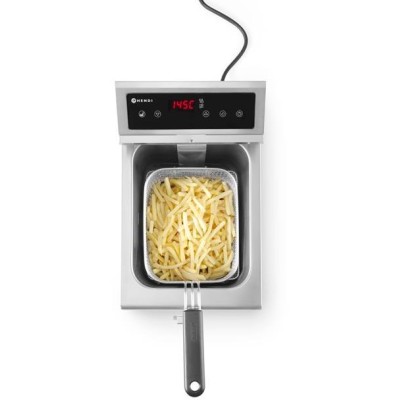 Fritéza indukční s výpustí, obj. 8 l, HENDI, 8L, Světle šedá, 230V/3500W, 288x619x(H)408mm