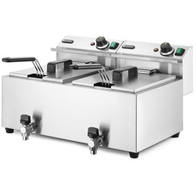 Ruční fritéza s vypouštěcím kohoutem, 2 × 8 l, HENDI, Profi Line, 16L, 230V/7000W, 610x515x(H)369mm