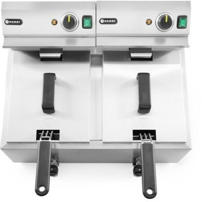 Ruční fritéza s vypouštěcím kohoutem, 2 × 8 l, HENDI, Profi Line, 16L, 230V/7000W, 610x515x(H)369mm