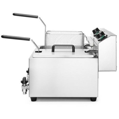 Ruční fritéza s vypouštěcím kohoutem, 2 × 8 l, HENDI, Profi Line, 16L, 230V/7000W, 610x515x(H)369mm