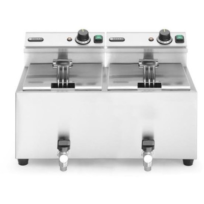 Ruční fritéza s vypouštěcím kohoutem, 2 × 8 l, HENDI, Profi Line, 16L, 230V/7000W, 610x515x(H)369mm