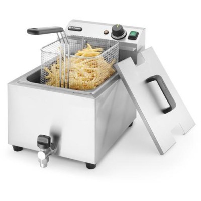 Ruční fritéza s vypouštěcím kohoutem, 8 l, HENDI, Profi Line, 8L, Světle šedá, 230V/3500W, 305x515x(H)354mm