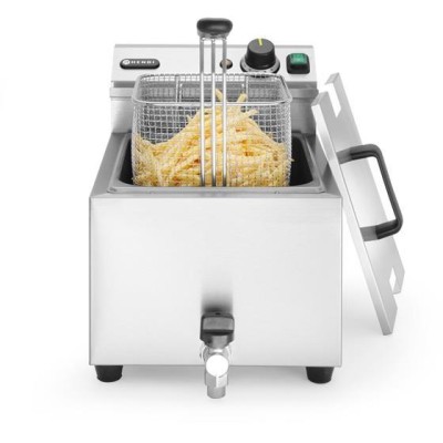 Ruční fritéza s vypouštěcím kohoutem, 8 l, HENDI, Profi Line, 8L, Světle šedá, 230V/3500W, 305x515x(H)354mm