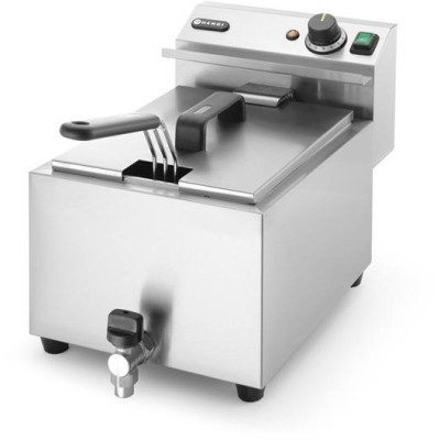 Ruční fritéza s vypouštěcím kohoutem, 8 l, HENDI, Profi Line, 8L, Světle šedá, 230V/3500W, 305x515x(H)354mm