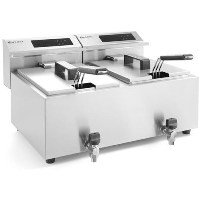 Fritéza Profi Line digitální s výpustí - 2x 8 l, HENDI, Profi Line, 16L, 230V/7000W, 605x515x(H)350mm