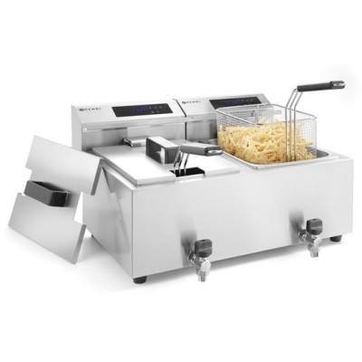 Fritéza Profi Line digitální s výpustí - 2x 8 l, HENDI, Profi Line, 16L, 230V/7000W, 605x515x(H)350mm