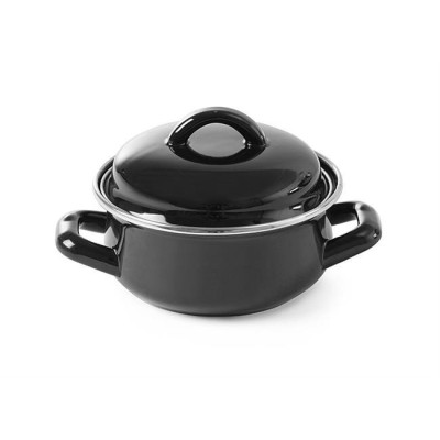 Hrnec na polévku a omáčku s pokličkou, HENDI, černý, 0,65L, ⌀135x(H)110mm