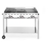 Plynový gril Green Fire 3 hořáky, HENDI, Profi Line, Vybaveno spodní policí a kolečky., 17,4kW, 1078x612x(H)825mm