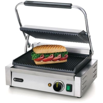 Kontaktní gril "Panini", HENDI, horní i spodní část vroubkovaná, 230V/2200W, 432x396x(H)214mm
