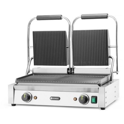 Kontaktní gril - double verze Celá vroubkovaná, HENDI, horní i spodní část vroubkovaná, 230V/3600W, 570x395x(H)510mm
