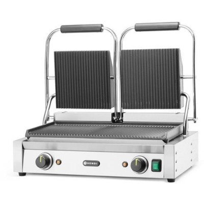 Kontaktní gril - double verze Celá vroubkovaná, HENDI, horní i spodní část vroubkovaná, 230V/3600W, 570x395x(H)510mm