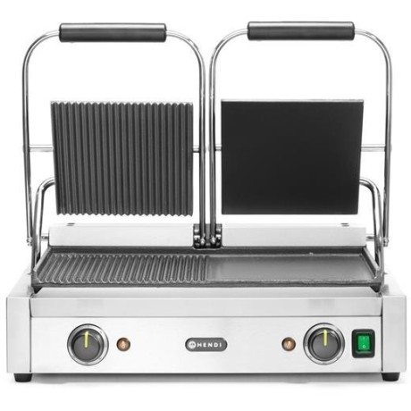 Kontaktní gril - double verze, HENDI, půlka hladká, půlka vroubkovaná, 230V/3600W, 575x430x(H)510mm