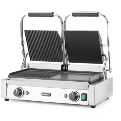 Kontaktní gril - double verze, HENDI, půlka hladká, půlka vroubkovaná, 230V/3600W, 575x430x(H)510mm