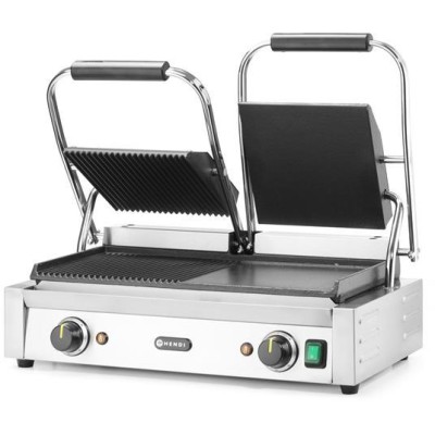 Kontaktní gril - double verze, HENDI, půlka hladká, půlka vroubkovaná, 230V/3600W, 575x430x(H)510mm