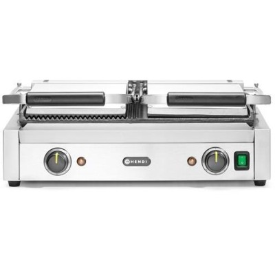 Kontaktní gril - double verze, HENDI, půlka hladká, půlka vroubkovaná, 230V/3600W, 575x430x(H)510mm