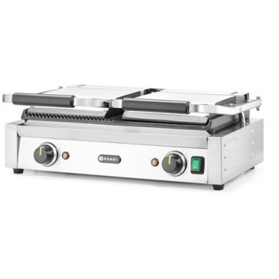 Kontaktní gril - double verze, HENDI, půlka hladká, půlka vroubkovaná, 230V/3600W, 575x430x(H)510mm