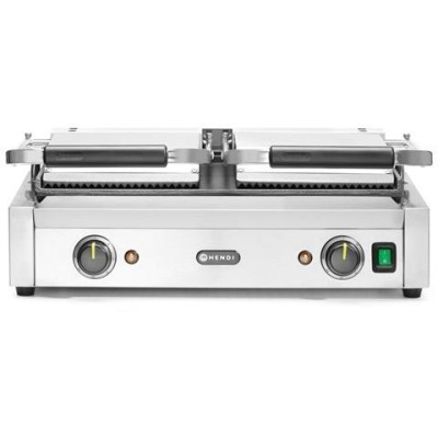 Kontaktní gril - double verze, HENDI, vroubkovaná horní, hladká spodní část, 230V/3600W, 570x395x(H)510mm