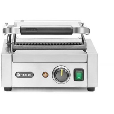 Kontaktní gril - single verze, HENDI, vroubkovaná horní, hladká spodní část, 230V/1800W, 310x400x(H)210mm