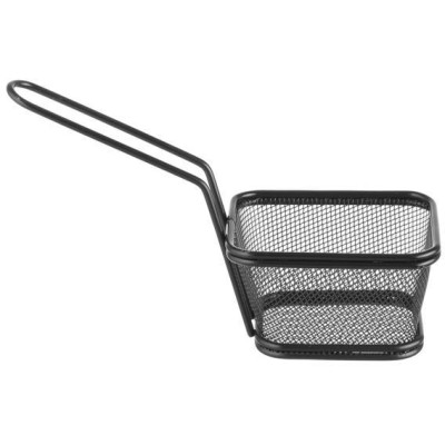 Servírovací mini fritovací košík stohovatelný černý, HENDI, 105x90x(H)60mm