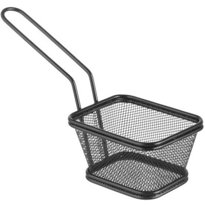 Servírovací mini fritovací košík stohovatelný černý, HENDI, 105x90x(H)60mm